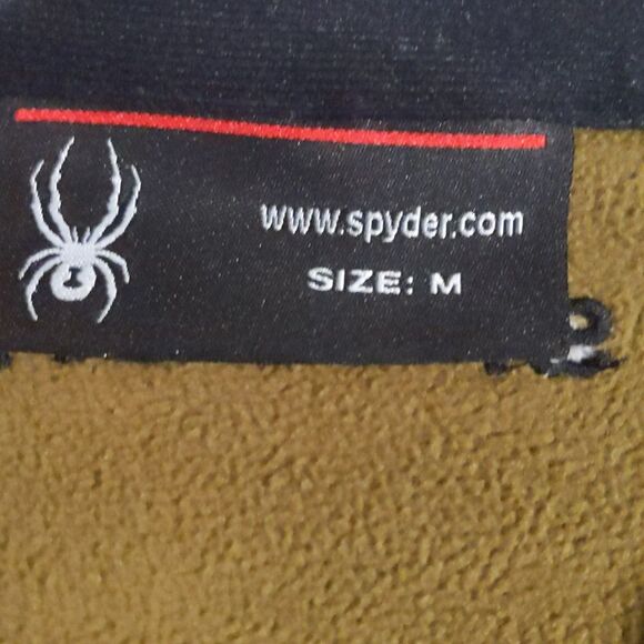 Spyder olive army green and black full front zip jacket coat, polyester knit M - Picture 5 of 8